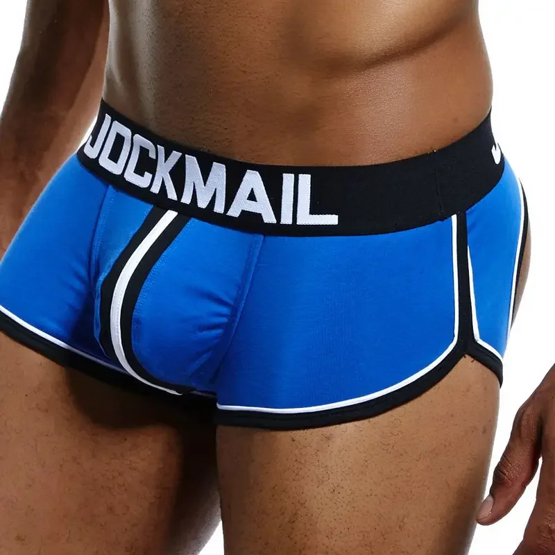 JOCKMAIL Sexy Men Underwear BOTTOMLESS BOXER Men Thong G-strings Tanga Short Underpants Gay Male Underwear Open Backless Crotch