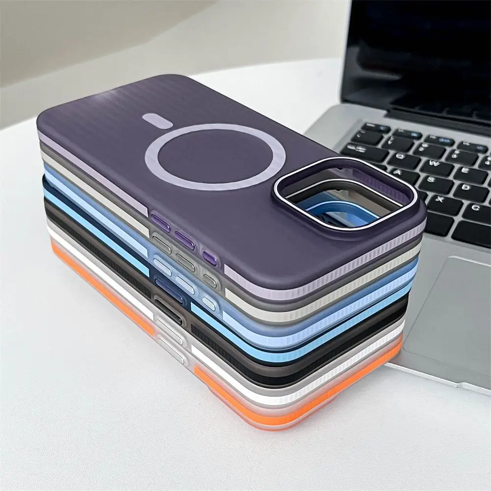 

Чехол Corrugated II магнитный для iPhone 14promax, чувствительный к телу, противоскользящий, полоска Apple 15/13/12, простой жесткий 15promax 14promax 13promax