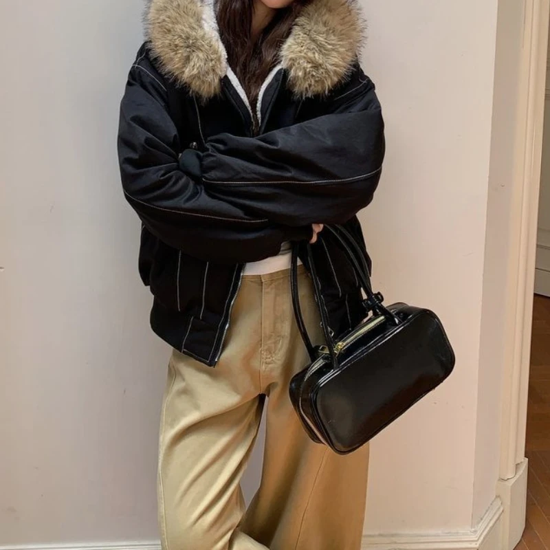 

Винтажное черное пальто, женское осенне-зимнее утепленное флисовое короткое пальто, хлопковое платье