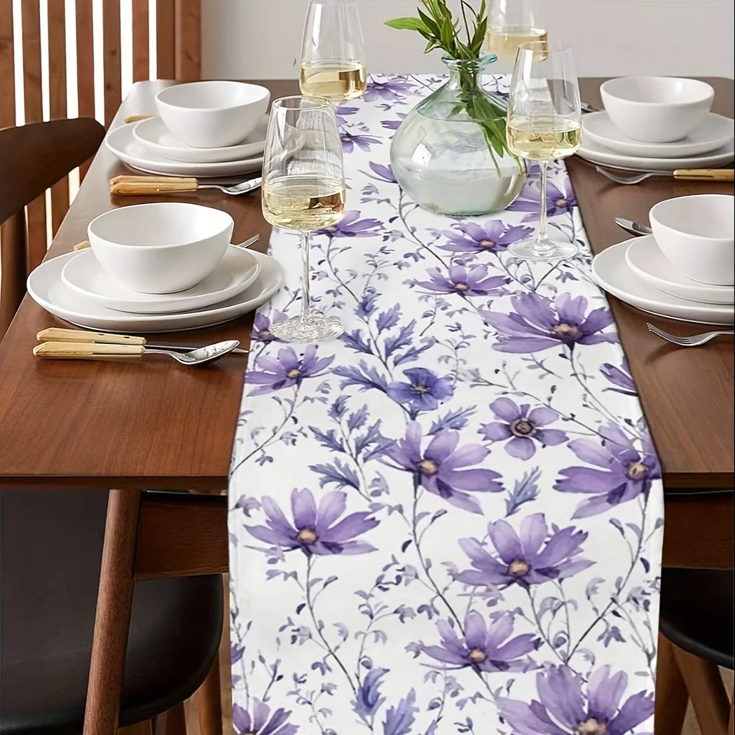 1 Piece of Purple Lavender Table Runner, Suitable for Farmhouse, Indoor, Kitchen, Celebrations, Table Decoration, Restaurant and Banquet Decoration Supplies