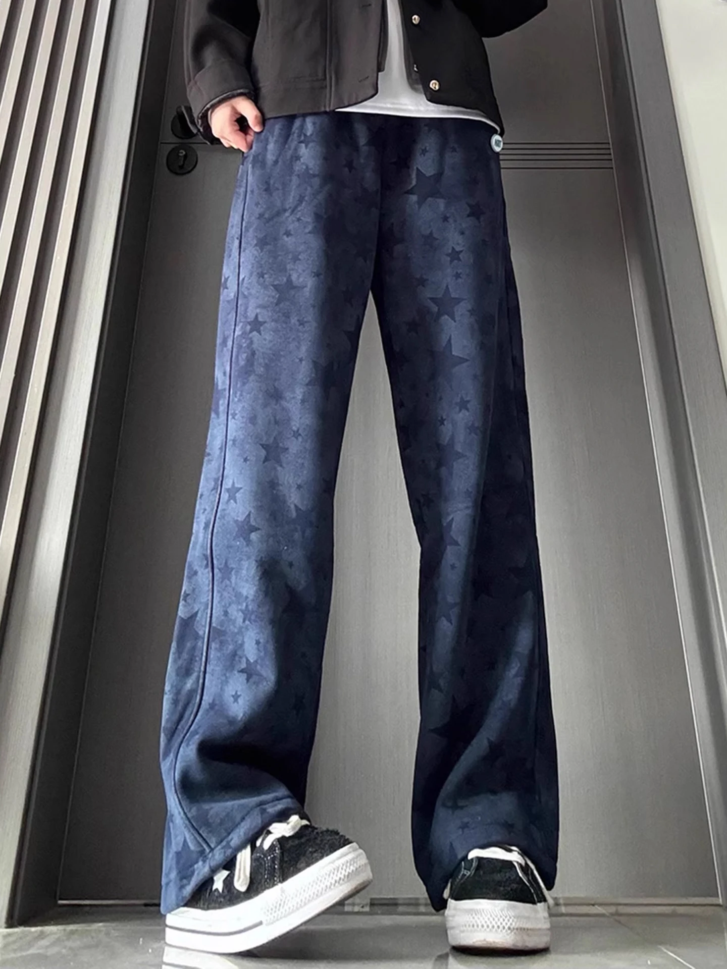 

American Sle Cleanfit Dyed Stars Bend Knife Sweatpants Men Winter Fce Heavyweight Straight Sports Casual Long Pants