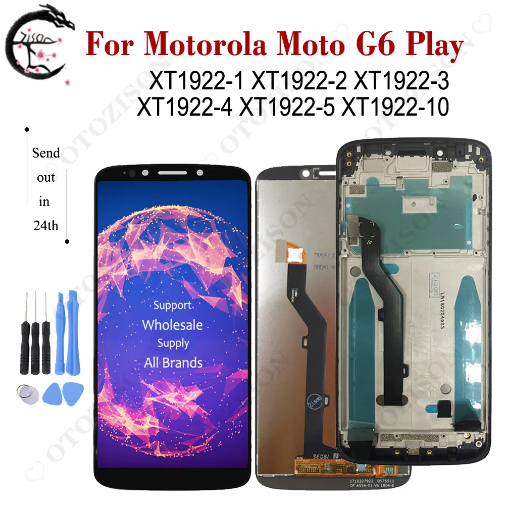 Pantalla LCD con marco para Motorola Moto G6 Play, montaje de digitalizador táctil, Motorola Moto G6Play LCD XT1922-4 XT1922-3 XT1922-5 XT1922-10 XT1922 LCD