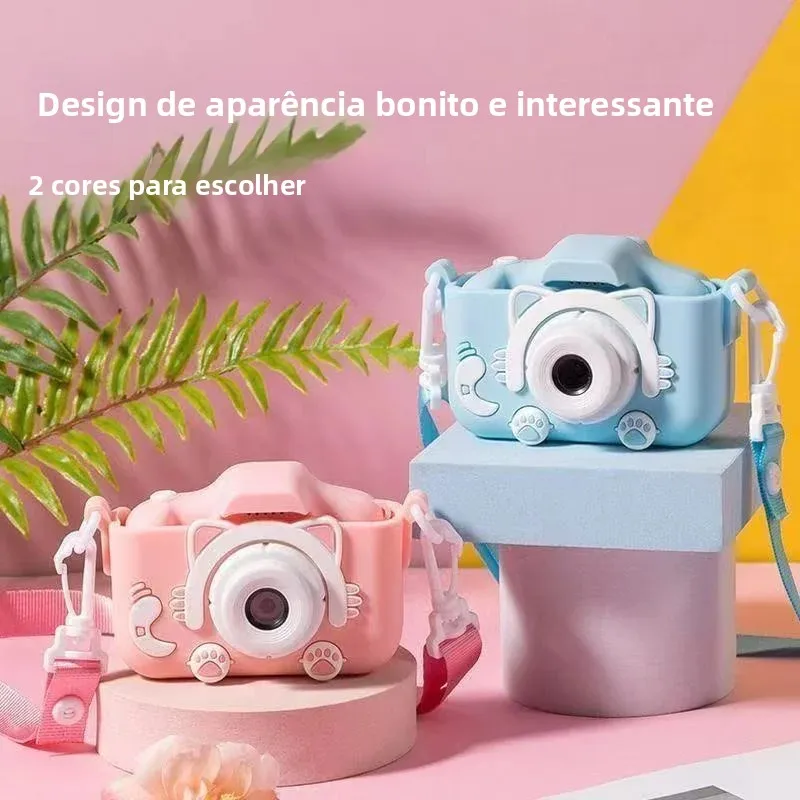 猫型のかわいい子供用カメラ、ストラップ付きポータブル、1080p-hd撮影、フロントとリアのデュアルレンズ搭載、32gbカード付き子供用カメラ