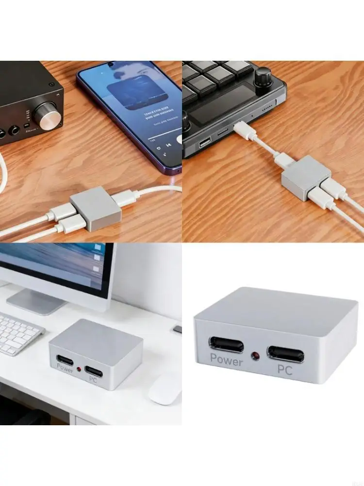 Light Weight Aluminum Alloy 5V Type C Power Separator Power Splitter Great for Device Control Device Power Output HX5E