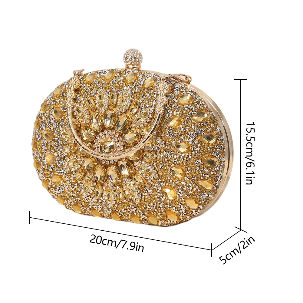 New Diamond Luxury Women Clutch Evening Bag Wedding Crystal Ladies Cell Phone Pocket Purse Female Wallet for Party Quality Gift