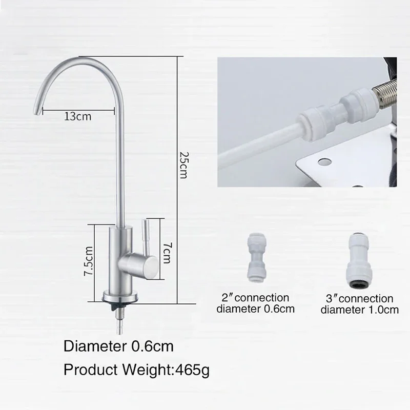 Drinking Faucet Kitchen Filter Faucets 304 Stainless Steel Brushed Single Cold Water Purifier Kitchen Tap