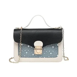 New Fashion Summer Bag Lid Lock Snap Phone Small Square Bag Korean Sequin Star Print One Shoulder Phone Bag Handbags