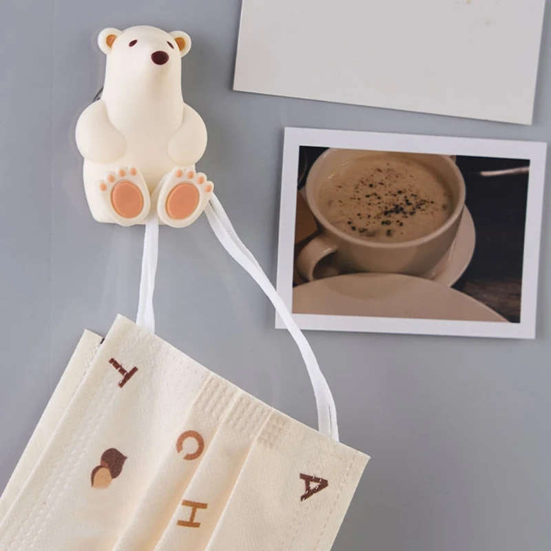 Multipurpose Wall Mounted Cartoon Bear Toothbrush Holder Draining Organization Rack for Children Girl Boys Bathroom B03E