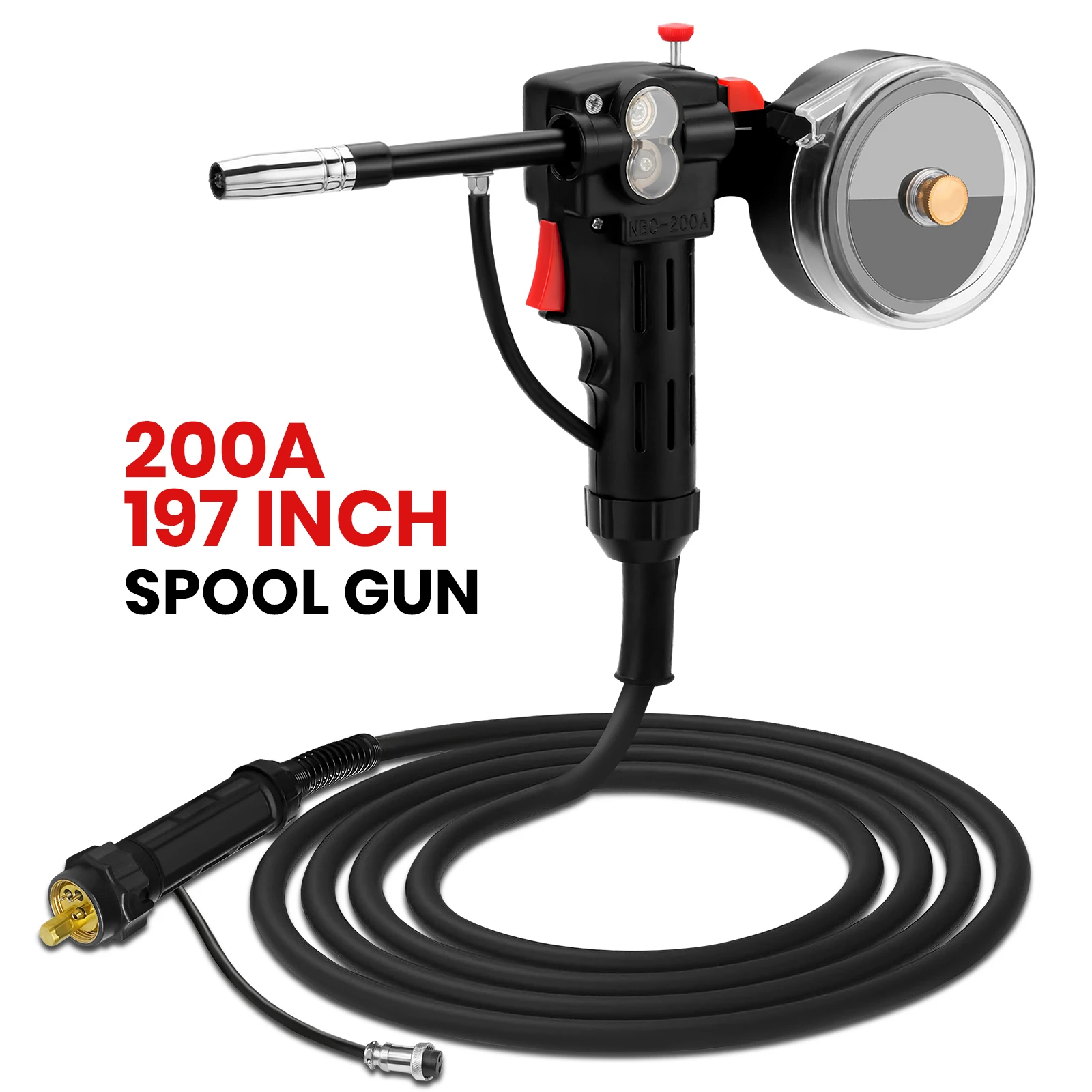 

SSIMDER Spool Gun 16ft 200 Amp Aluminum Welding Spool Gun Supports 2 LBS flux cored wire Euro Connection