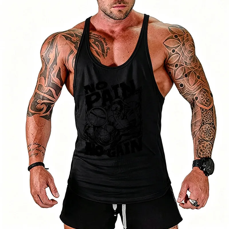 Men's Cotton Gym Stringer Tank Tops Summer Bodybuilding Fitness Workout Vests Muscle Sleeveless Shirt Training Clothing