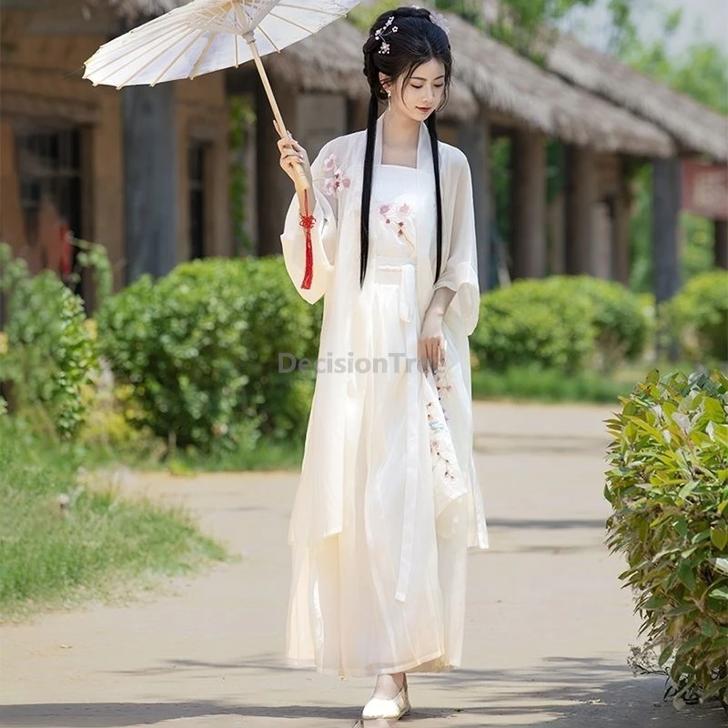 

2025 elegant temperameny chinese hanfu summer thin song made embroidery hanfu literature art retro women's ancient style garment