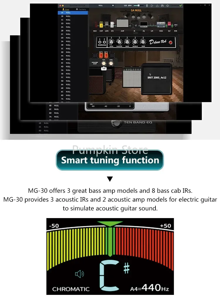 NUX MG-30(English version)DME digital multiple effector for guitar bass LOOP loop recording sound card view 6