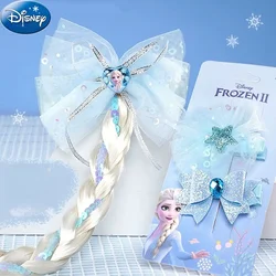 Disney Princess Elsa Girl Wig Braid Hair Clip Frozen Children's Role Playing Princess Kawaii Horse Tail Wig Children's Gift