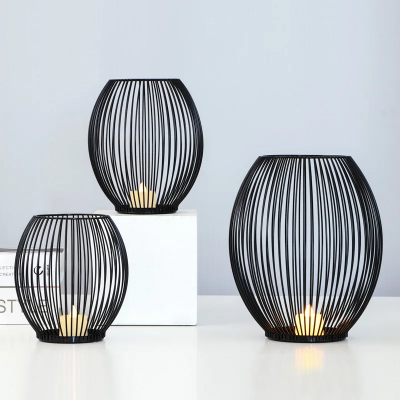 

Oval Candle Holder Set Of 2 Vintage Lantern Candle Holders Decor Stand Candle Holder For Pillar Candles Matte Black Candlestick