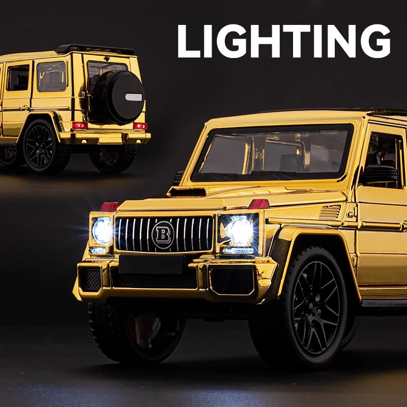 1:24 Benzs G63 AMG SUV Modello di auto in lega Suono e luce Tirare indietro Giocattolo per bambini da collezione Regalo di compleanno