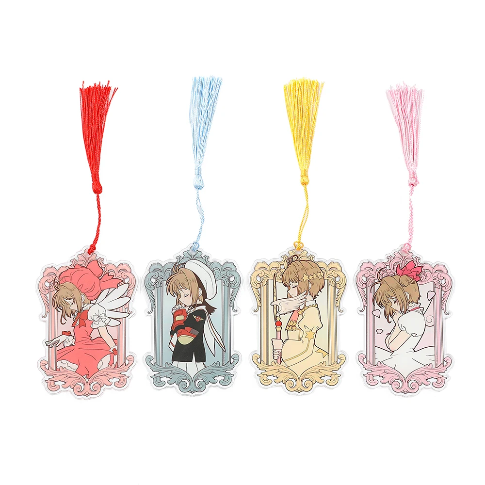 Anime Cards Captor Sakura Figure Acrylic Bookmark with Tassel Creative Room Party Decor Drop Charms Card Collection Gift for Fan