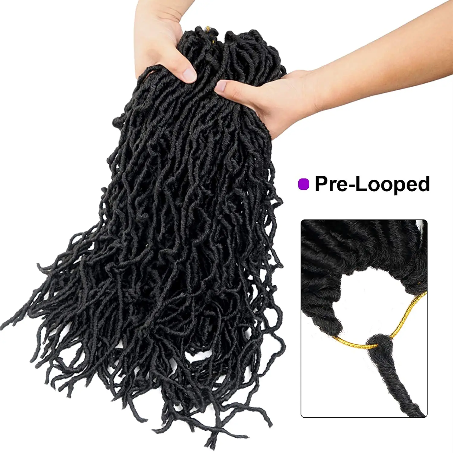 Nu Locs Crochet Synthetic Braid Black Color 18/24/36 Inch Crochet Hair Braid For Women Long Cypsy locs Braiding Hair Extensions