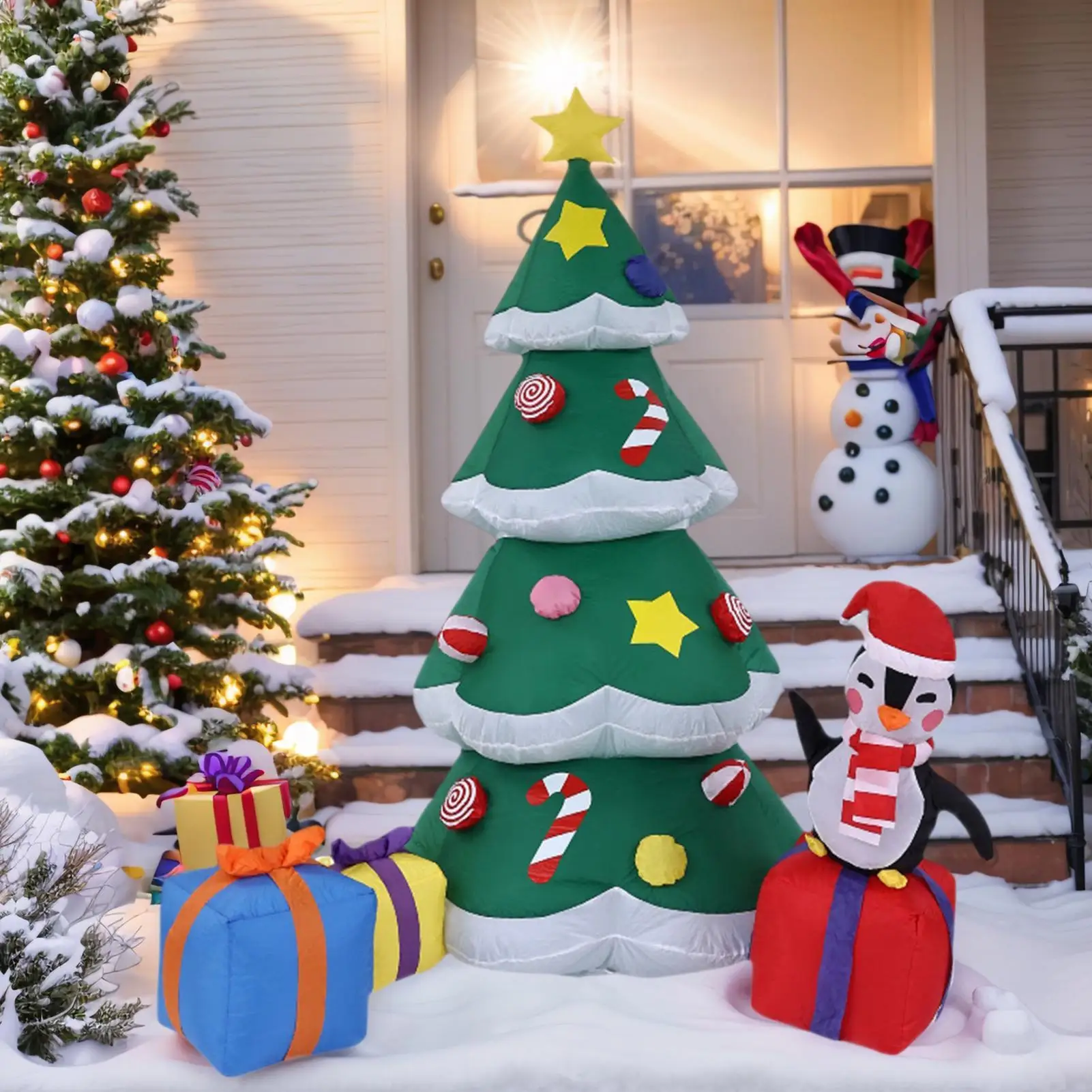 

Надувная рождественская елка на открытом воздухе 5,9 фута с подсветкой для праздничной вечеринки, рождественская елка, надувные уличные украшения, встроенные