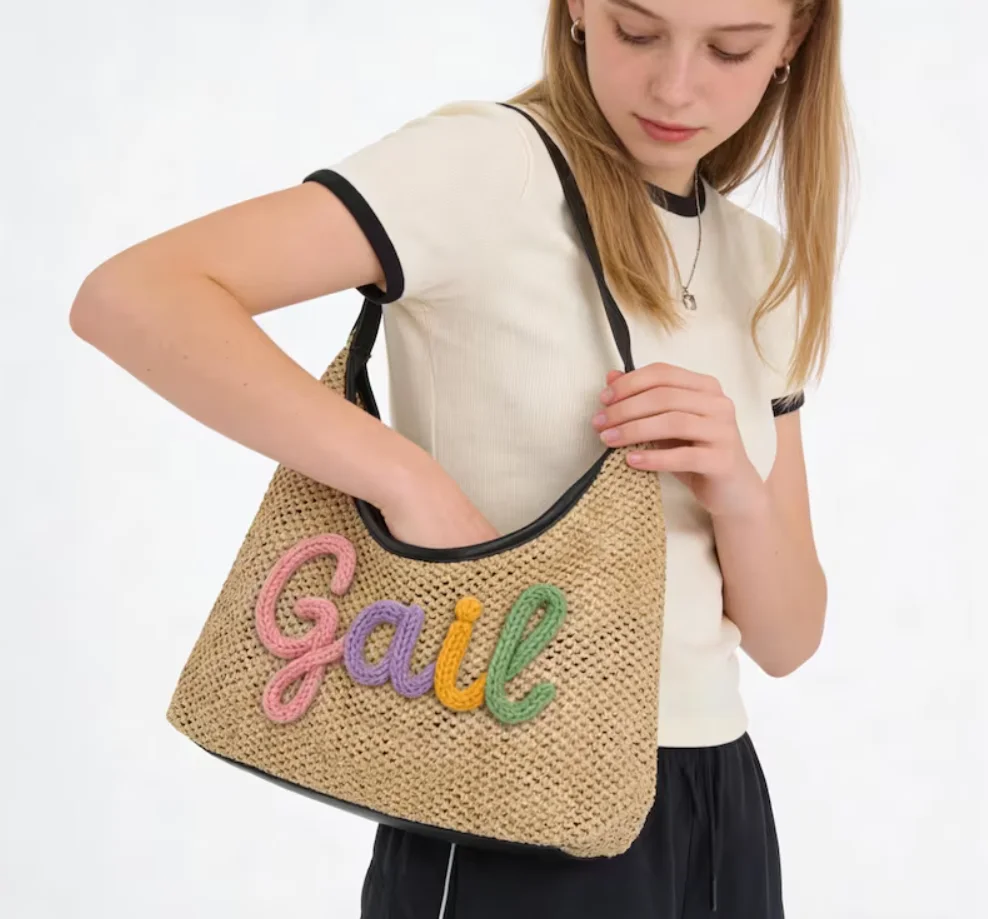 Custom Woven Straw Hobo Tote Bag | Large Capacity Fashion Underarm Bag | Mother’s Day Gift, Graduation Gift