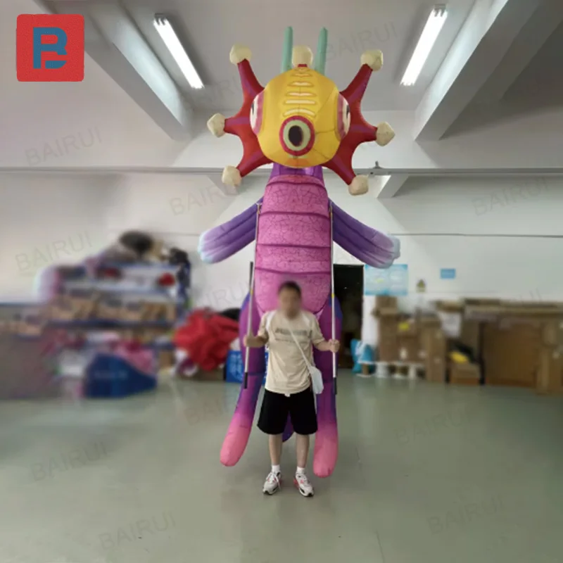 Inflatable colorful seahorses, stage parade event printed inflatable creative biological character puppets, insect puppet props