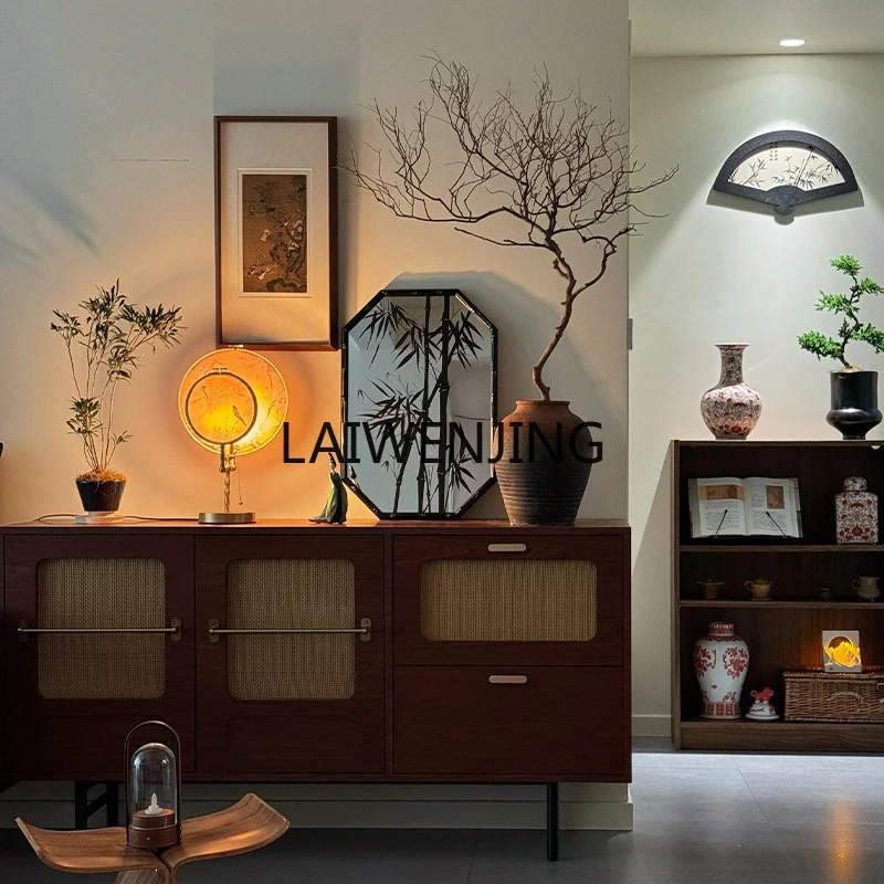 MJY pensile medievale TV sala da pranzo bordo rattan retrò piccolo appartamento portaoggetti soggiorno armadio portaoggetti