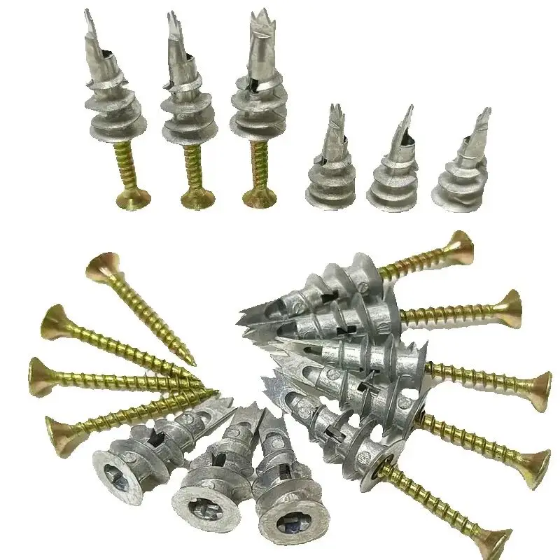 10pcs Zinc Self-Drilling Drywall Anchors With Screws Kit Heavy Duty Metal Wall Anchors And 10#8 X 1-1/4'' Screws