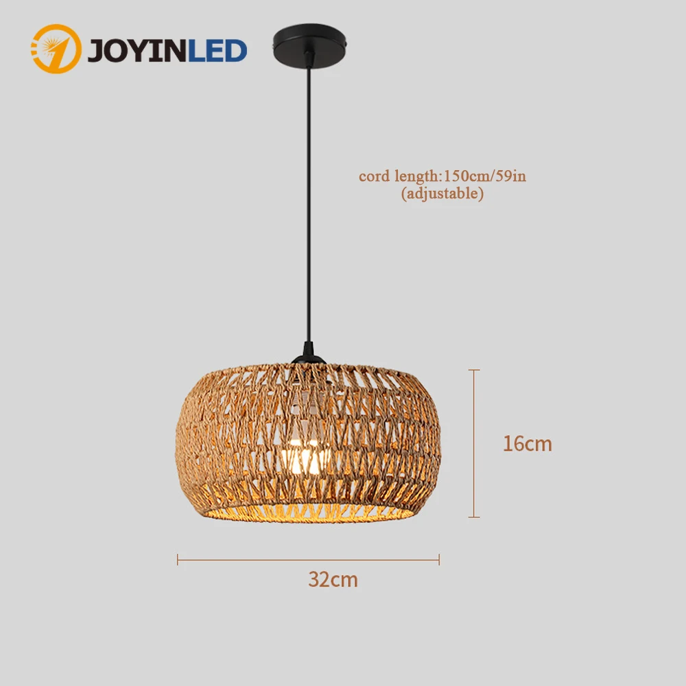 JOYINLED Hand Woven Lamp Shade 32CM for Pendant Light Boho Light Fixture Living Room Chandelier for Dining Room Kitchen Island