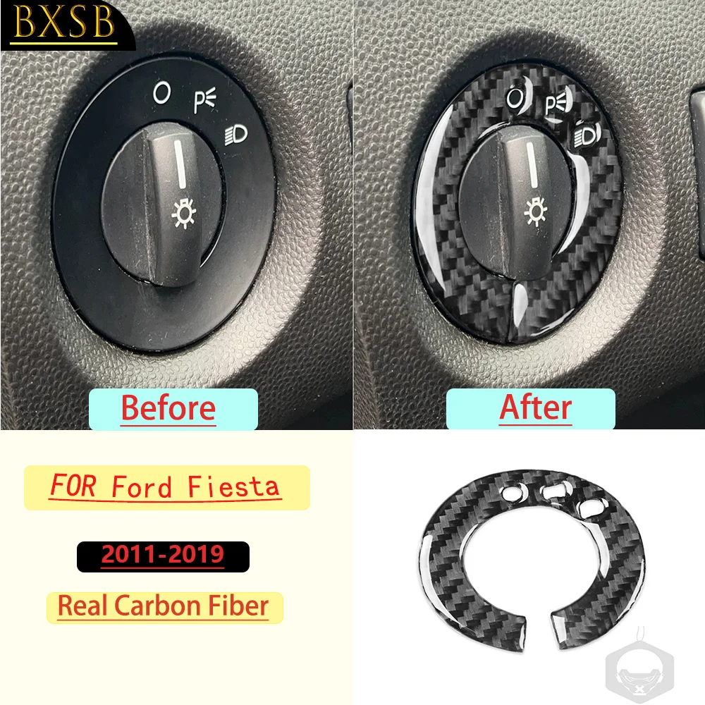 Carbon Fiber For Ford Fiesta 2011-2019Left Right Dashboard AC Air Vent Outlet Trim Customizable Car Sticker Interior Accessories