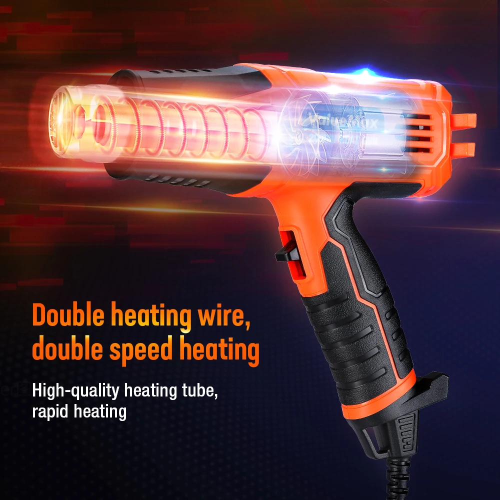 2000W Heat Gun Fast Heating Hot Air Gun Kit Dual Temperature Control with 4 Nozzles for Crafts Shrinking PVC Stripping Paint