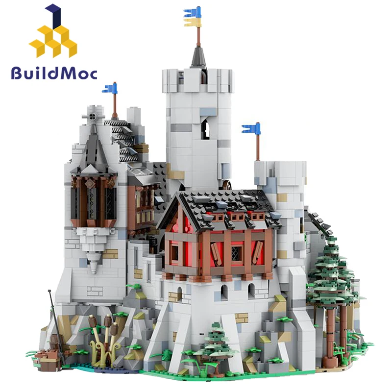 MOC Germany Medieval Defensive  Lowenstein Castle Building Blocks Set Architecture Soldiers House Bricks Toys For Children Gifts