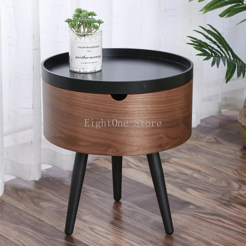 Italian minimalist round combination tea table small family living room side table light luxury balcony simple personality