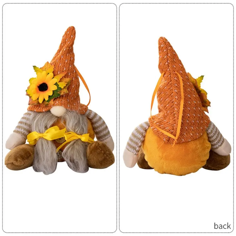 Decorative Thanksgiving Doll Ornaments Cartoon Cute Gnome Doll Ornaments Soft Sunflower Gnome Doll Thanksgiving