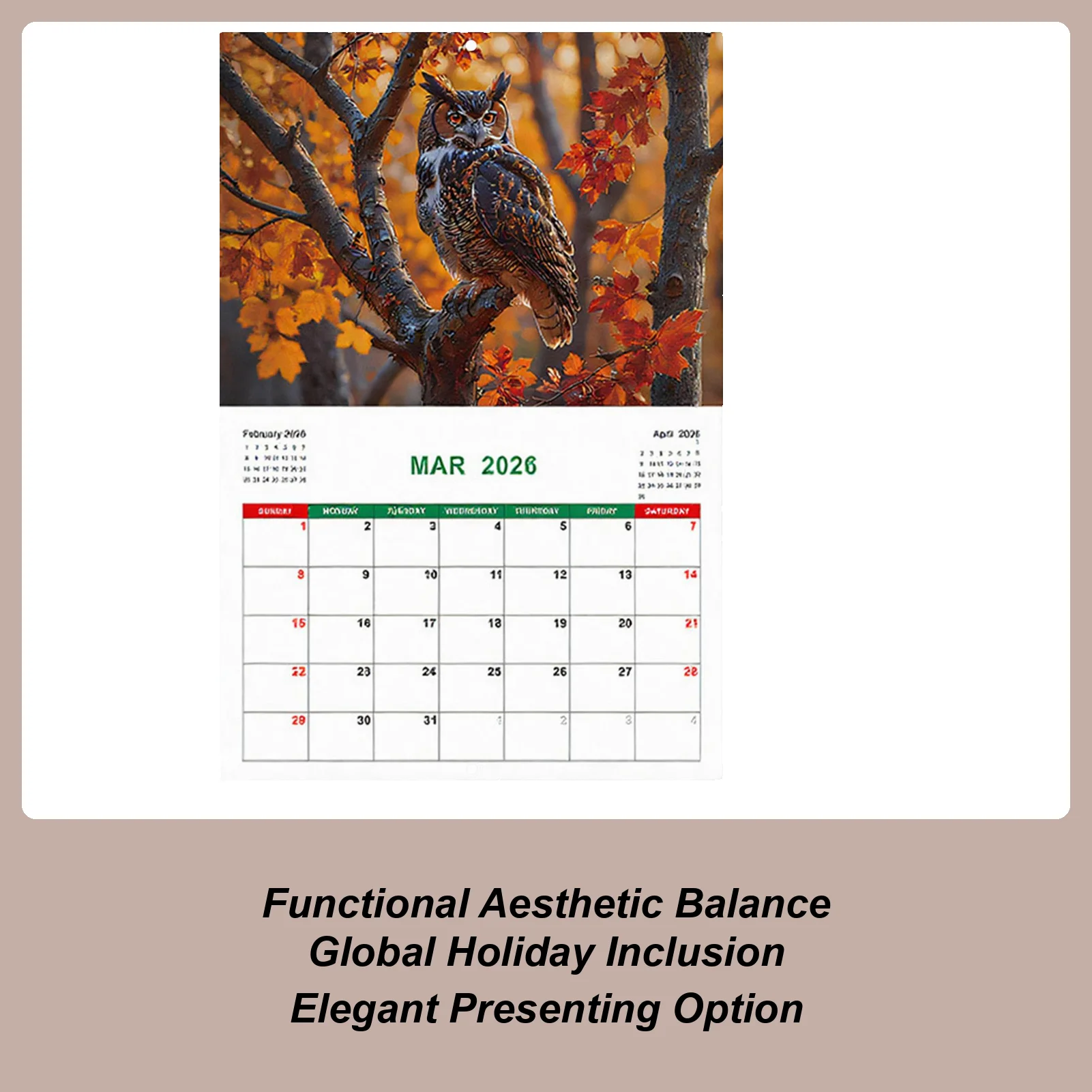 

Owl Calendar 2026 Wall Calendar Planner Monthly 2026 Personal Time Management Planner Offices Supplies for To-Do List Goals