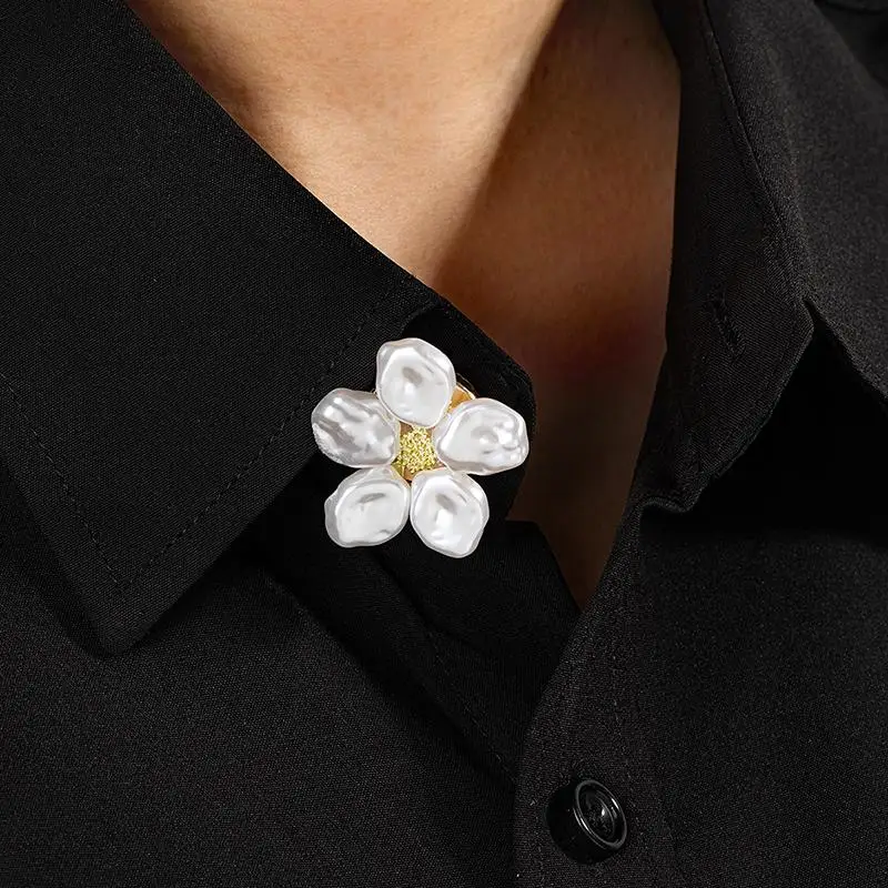 Elegant Alloy Pearl Shirt Button Covers Flower Cufflinks Collar Clips Set for Men Women Formal Dinner and Celebrations