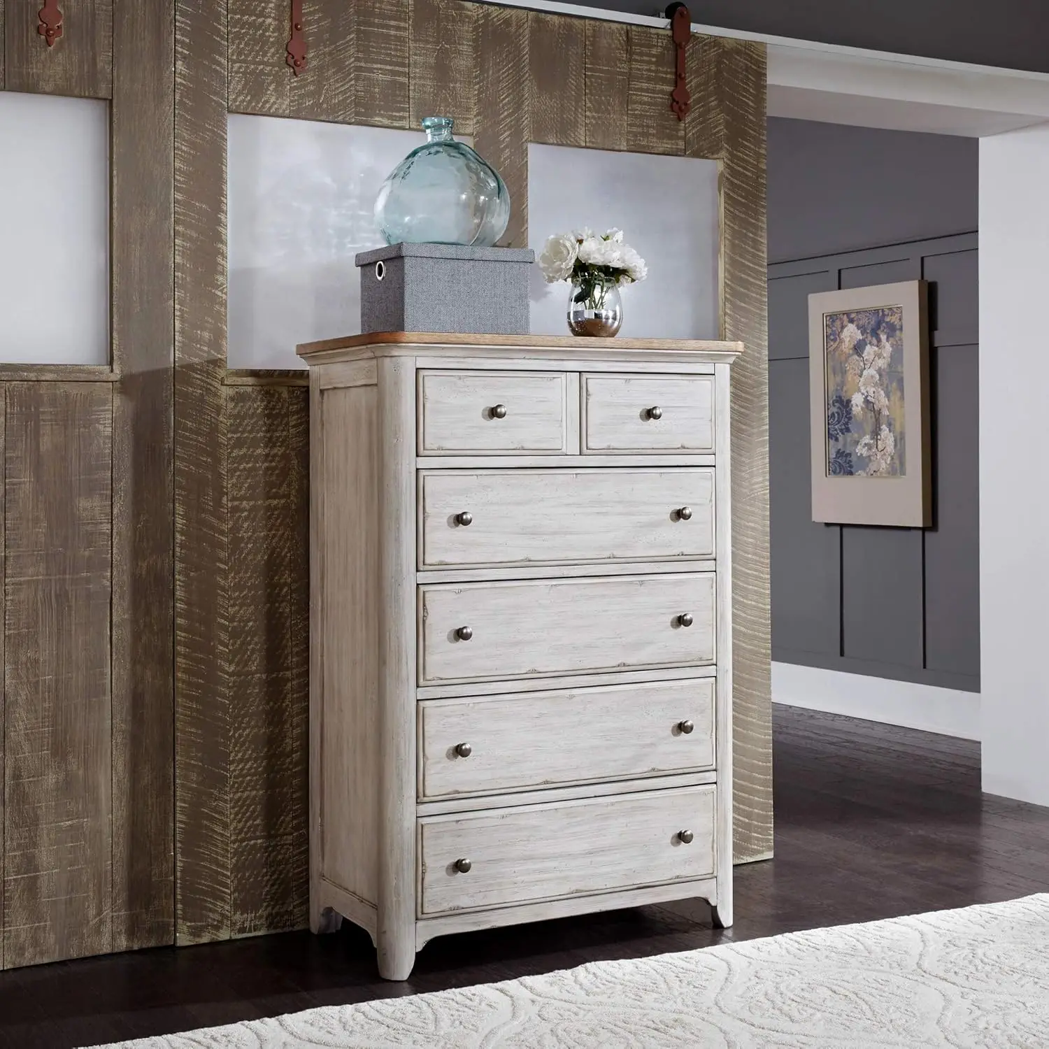 

Farmhouse Reimagined 5 Drawer Chest, W38 x D19 x H54, White furniture outdoor furniture set outdoor furniture
