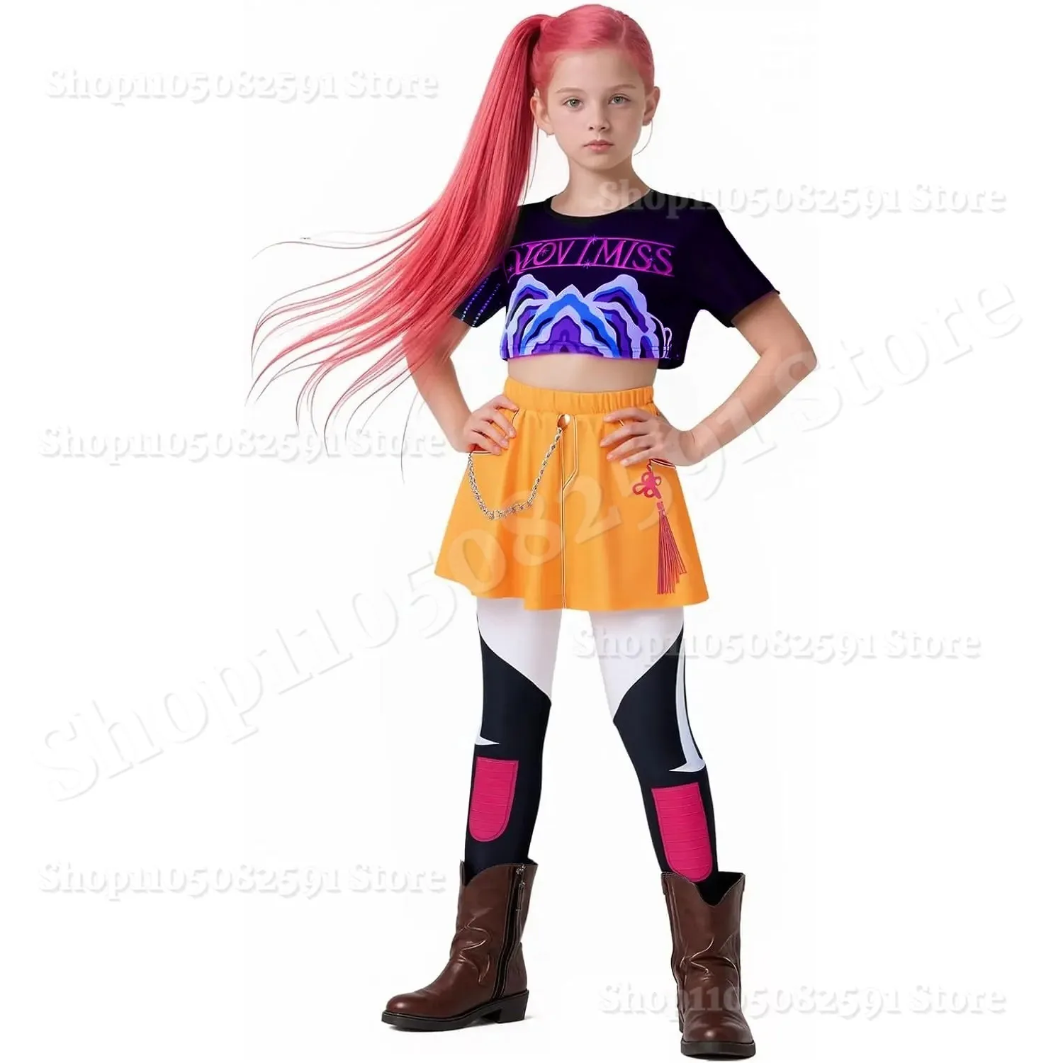 2026 Ragazze Demone Pop Cantante Cacciatori Costume Stage Outfit Costume da idolo, Costumi di Halloween per bambini Cantanti Leader Cosplay