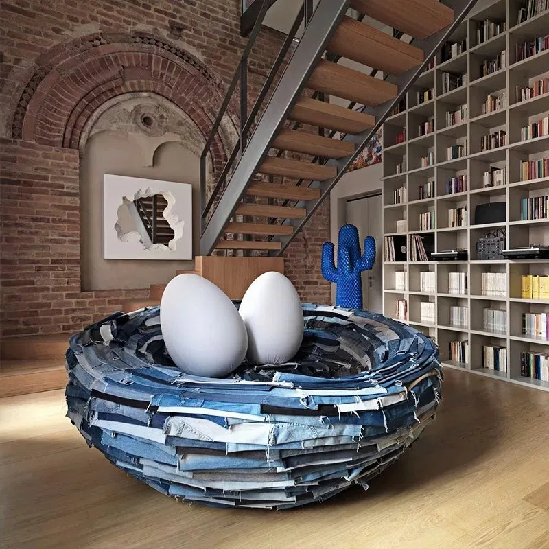 %w Modern Simple Bird's Nest Shape Sofa Creative Design for Living Room Villa or Bedroom Furniture