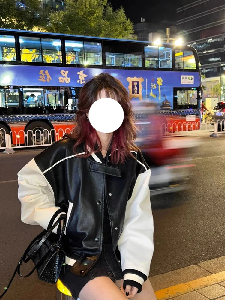 

Baseball Jackets Korean Womens 2025 Suede Sheepskin Buttoned Reversible Collared Sequined Elastic Safari Multi-Pockets Sportwear