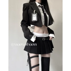 2024 improved sexy jk uniform women short shirt long sleeve jacket patchwork design skirt fashion korea jk suit set women w939