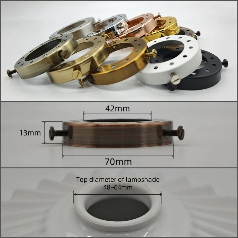 E27 Holder D70mm*H12mm Lampshade Ring Fitter Iron Shade Fixed Cup Vintage DIY Lighting Shade and Socket Connected Holder