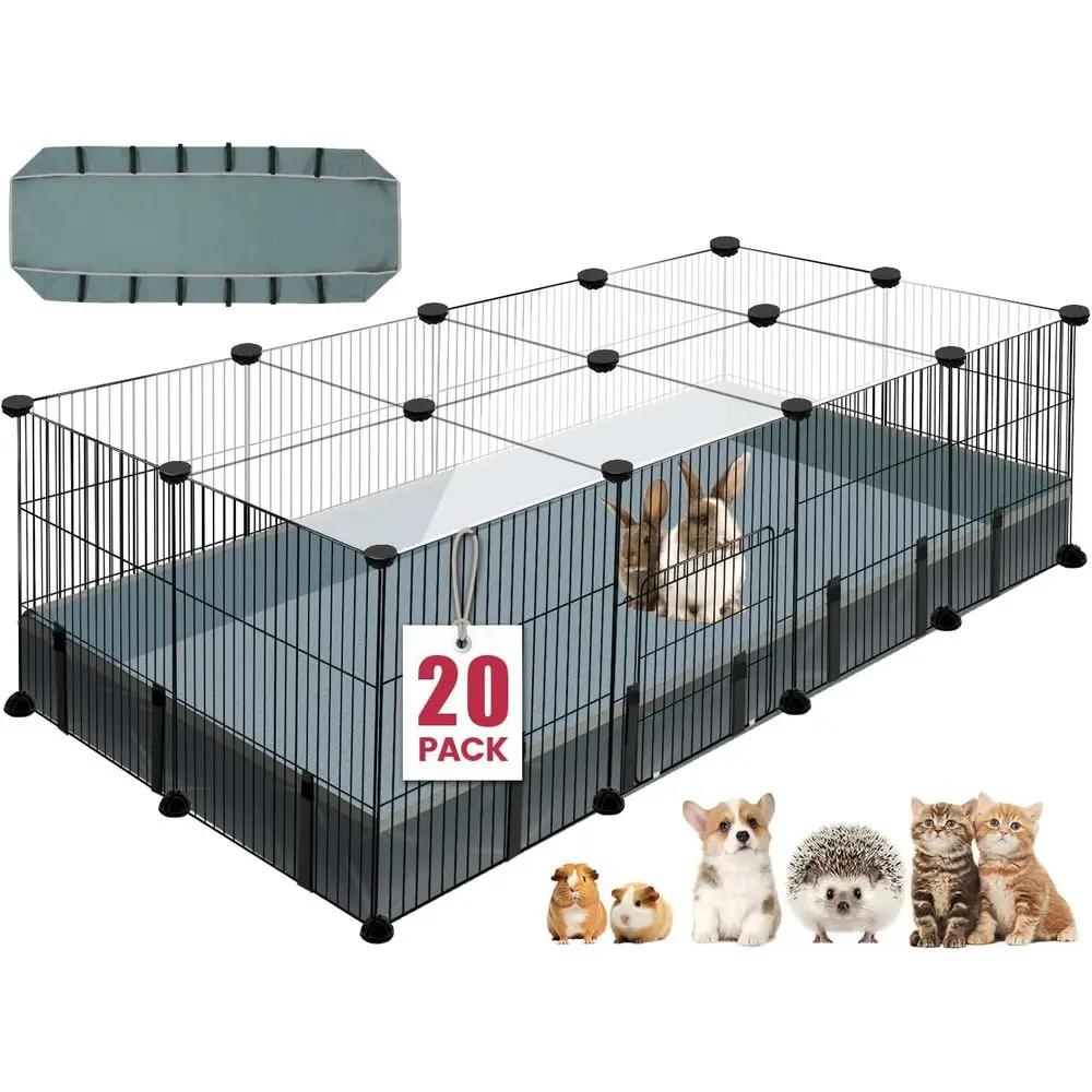 

Portable 20-Panel Pet Playpen, 48 x 24 x 16 with Waterproof Mat, Suitable for Small Animals, Indoor/Outdoor Metal Fence