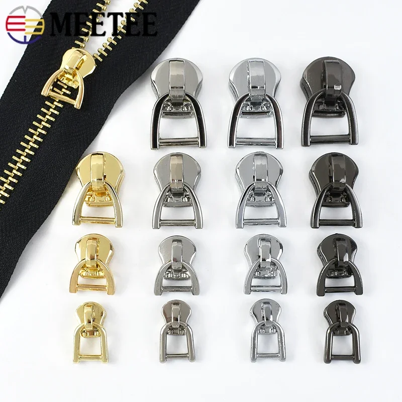 10Pcs 3/5/8/10# Zipper Sliders for Metal Zippers D Ring Zips Pulls Bag Repair Kit DIY Luggage Sewing Accessories