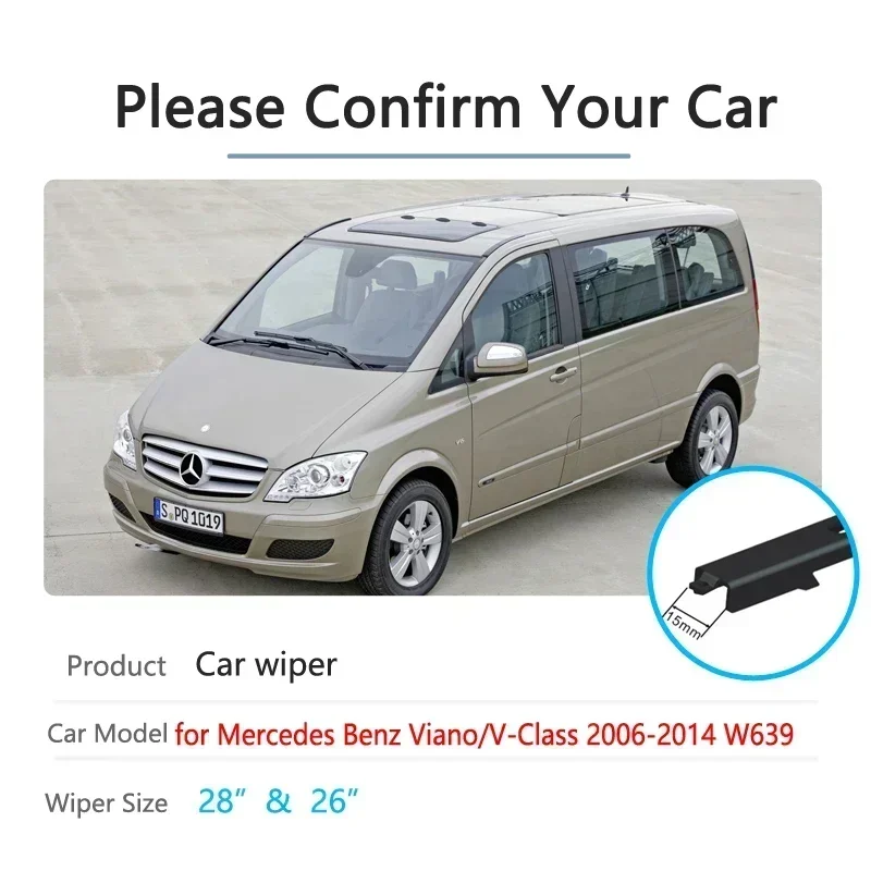 Essuie-glace de voiture pour Mercedes Benz Vito, Classe V, Viano Valente, Metris, W639, 2006 ~ 2014, Pare-brise, Wretraités, Accessoires de voiture, 2007, 2008