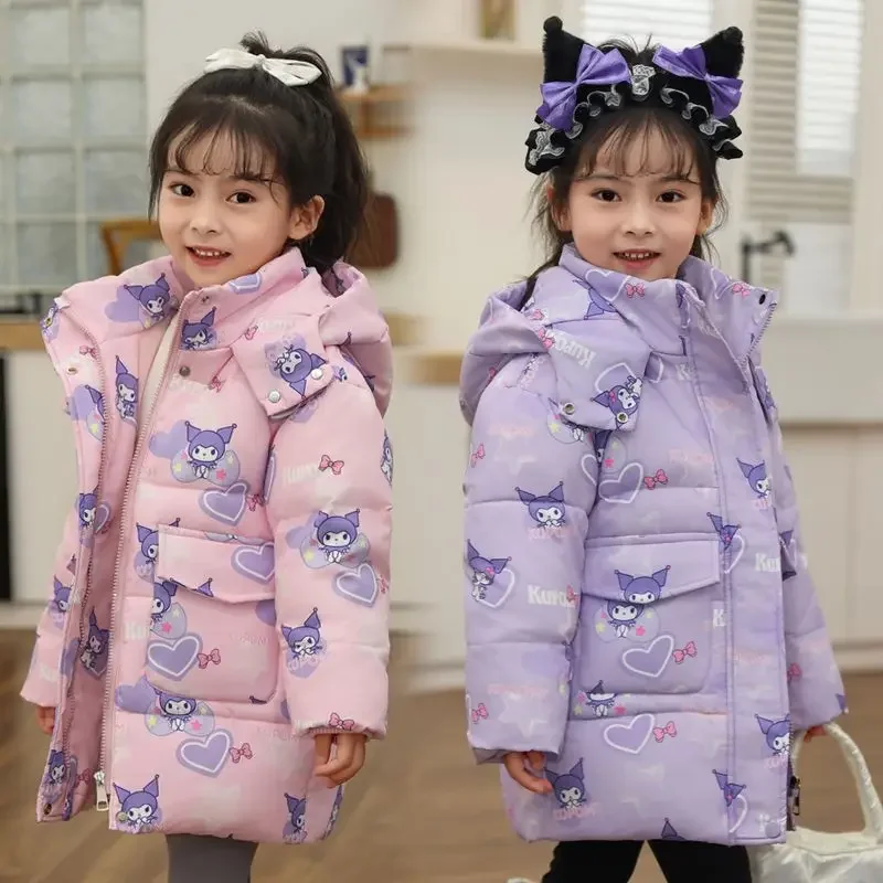 

Sweet Anime Kawaii MINISO Kuromi Fashion New Children Long Sleeve Jacket Cute Cartoon Thickened Coat Clothing Gifts for Kids