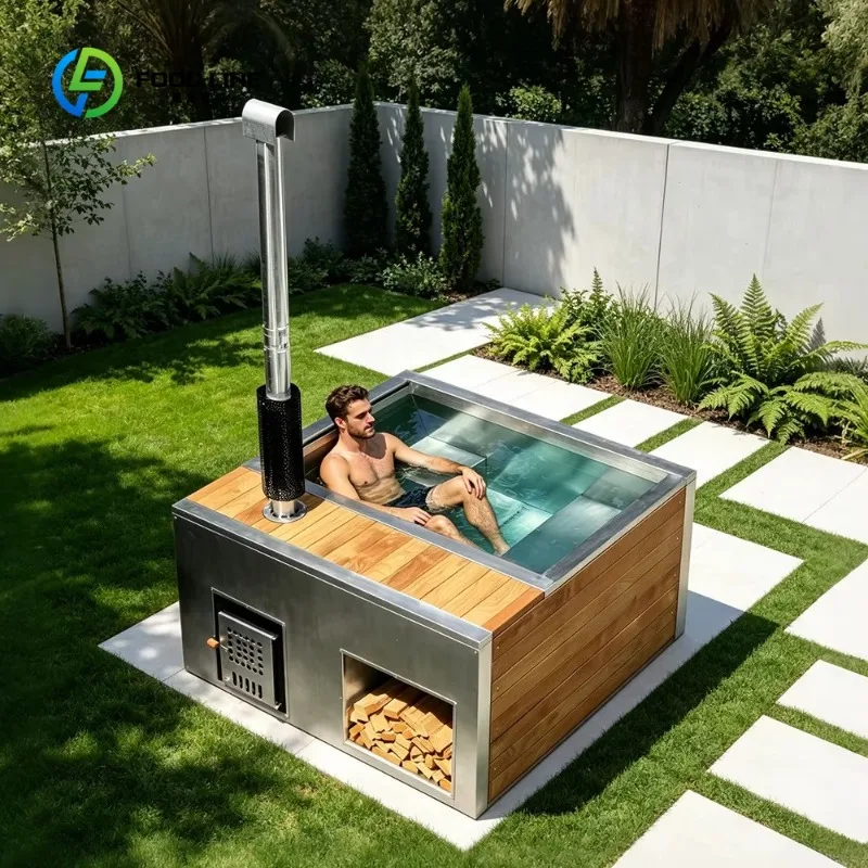 Customized High Quality Outdoor Garden Hot Tub With Wood Fired Furnace Home Spa Enjoyment 2 Person Hot Tub Pool