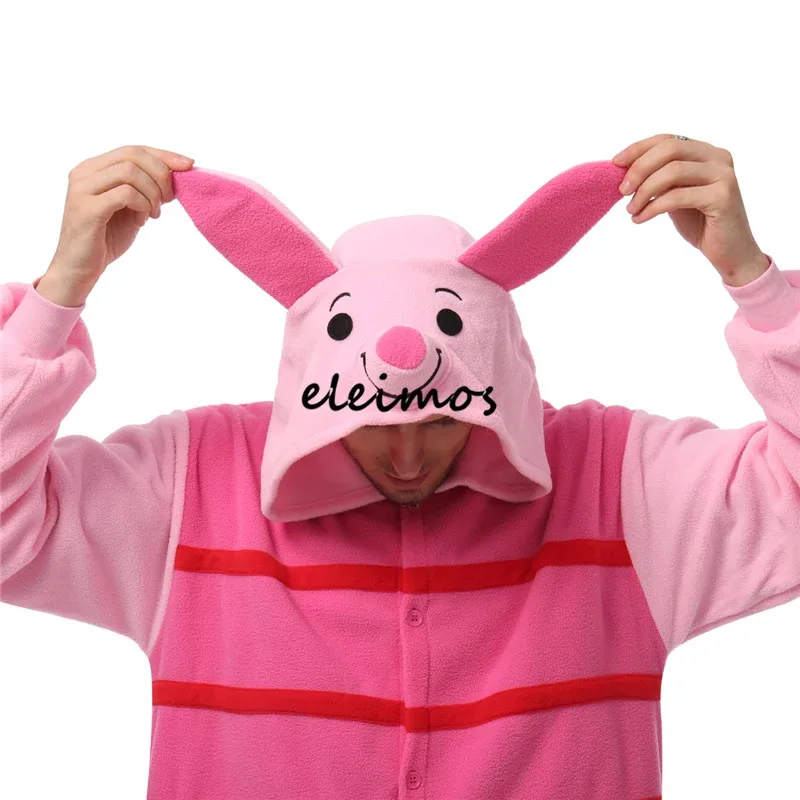 Halloween Onesie Pink Pig Kigurumi Pajamas Adult One-Piece Animal Pijama Cartoon Jumpsuit Sleepwear Anime Cosplay Costume XXL