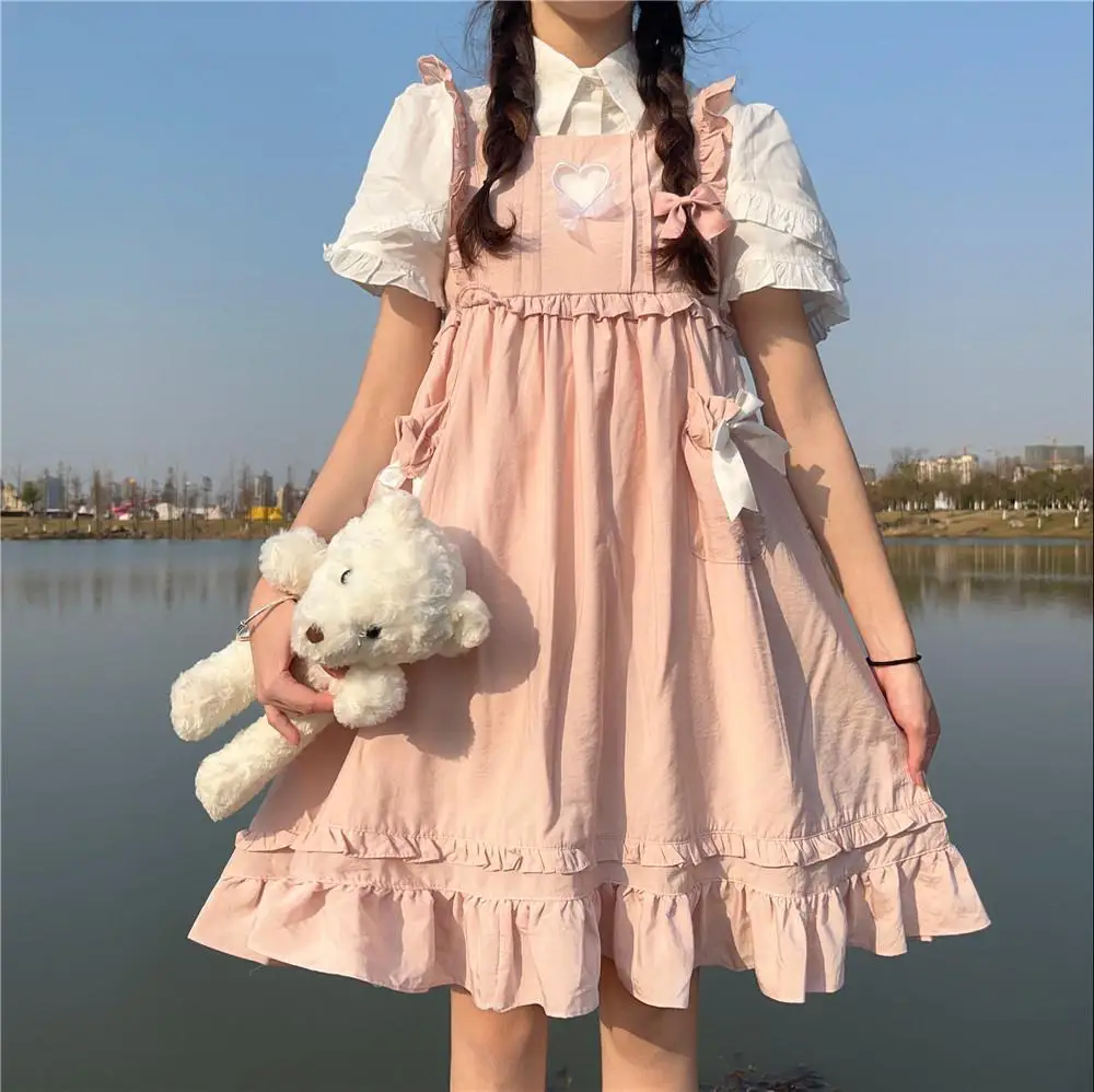 Kawaii Lolita Dress Kawaii Japanese Sweets Lolita Style Kawaii Cute Dress Women Autumn Dress 2023 Ruffles Patchwork JSK vestidos