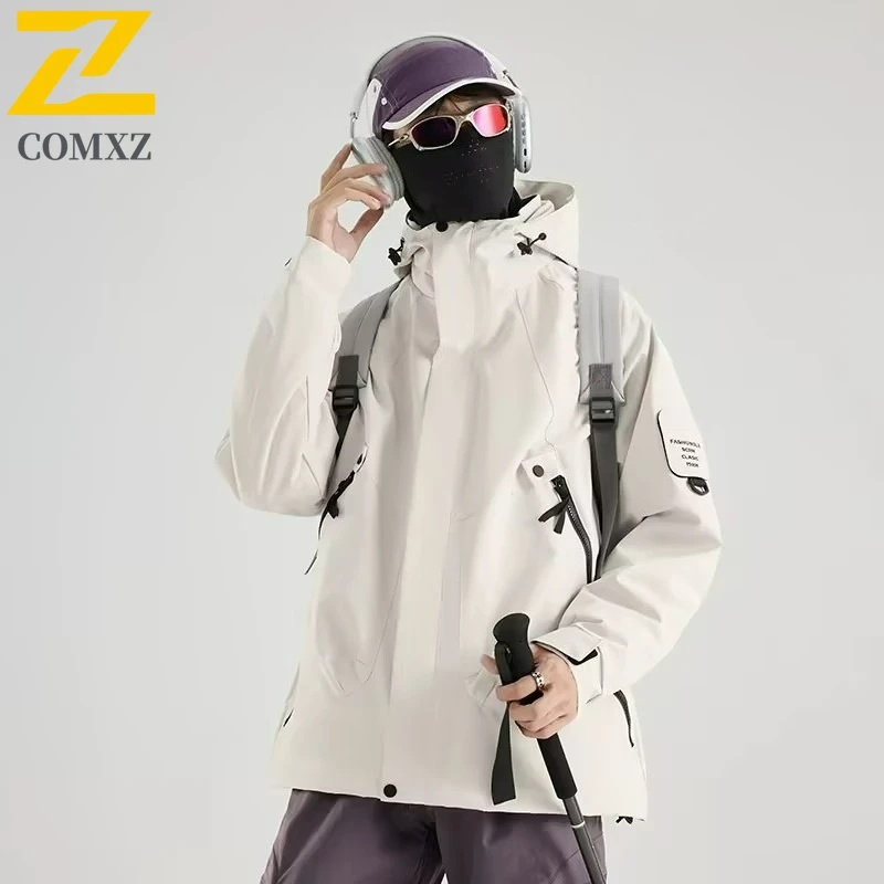 

COMXZ Men Windbreaker Jacket Outdoor Minimalist Lightweight Travel Hiking Trench Coat Camping Waterproof Warm Autumn Hooded Coat