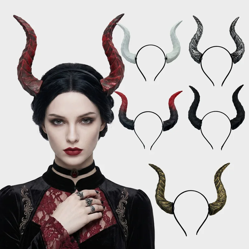 Le Cool Halloween, diadema de vaca, tocado de cuerno de dragón para Carnaval Mardi Gras, accesorios de maquillaje para escenario
