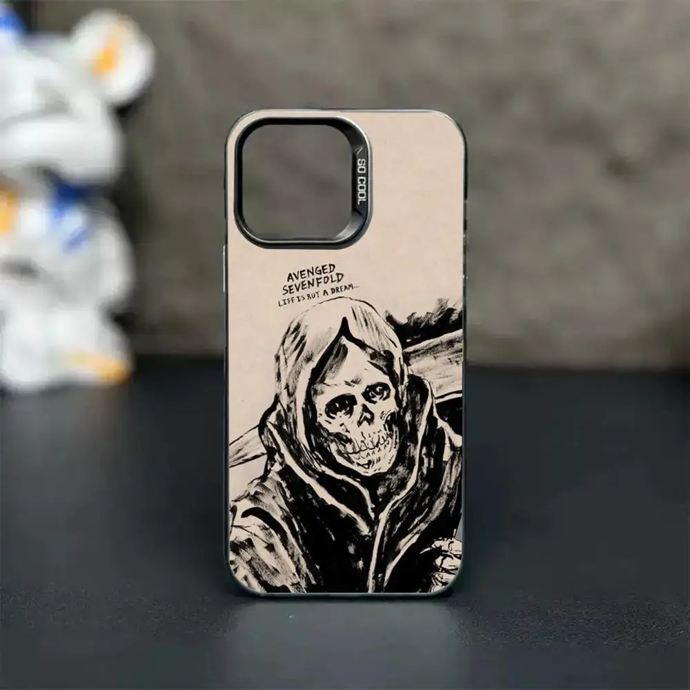 Capa de Telefone INS A-Avenged Sevenfold para lMDColor, Capa Prateada para iPhone 18 17 16 e 15 14 13 12 11 Pro Max Plus